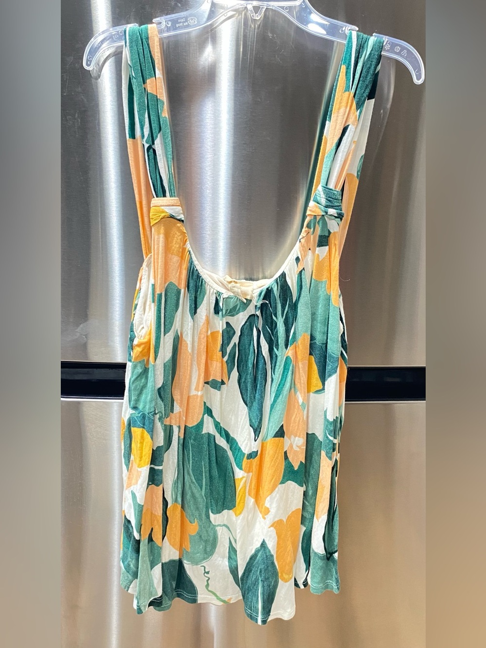 Vanessa Virginia Knot-Shoulder Leaf-Print Camisole in Green, Yellow & White
